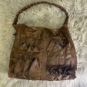 Susan Farber Signed Leather Ruffle Zipper Purse